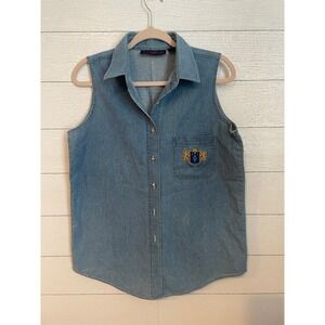 Vintage Giorgio Sant' Angelo Sleeveless Chambray Shirt Size M‎